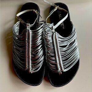 Elegant Silver Sandals with Strappy Design